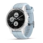 garmin fenix 5s plus glass часы с gps серебристый/черный  с голубым ремешком. Артикул: 010-01987-23