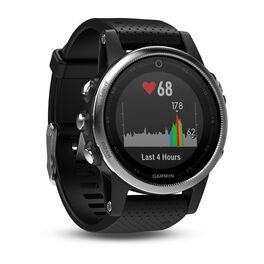 Мультиспортивные часы Garmin Fenix 5S с GPS, серебристые с черным ремешком (010-01685-02) #1
