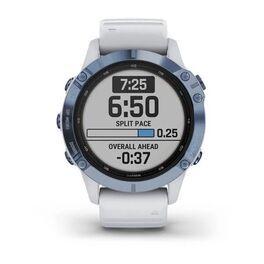 Мультиспортивные часы Garmin Fenix 6 Pro Solar с GPS, синий минерал с белым ремешком (010-02410-19) #2