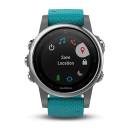 Мультиспортивные часы Garmin Fenix 5S с GPS, серебристые с бирюзовым ремешком (010-01685-01) #1