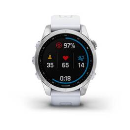 Мультиспорт.часы Garmin Fenix 7s,серебристые с белым силиконовым ремешком (010-02539-03) #2
