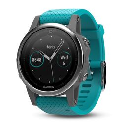 Спортивные часы garmin fenix 5s серебристые с бирюзовым ремешком. Артикул: 010-01685-01