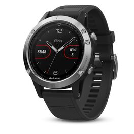 garmin fenix 5 часы с gps серебристые с черным ремешком. Артикул: 010-01688-03