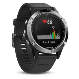 Мультиспортивные часы Garmin Fenix 5 с GPS, Glass, серебристые с черным ремешком (010-01688-03) #1