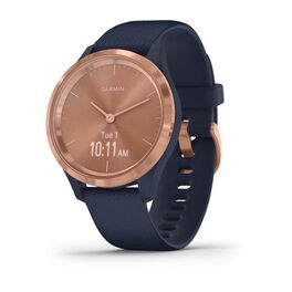 Часы с трекером активности garmin vivomove 3s, розовое золото с темно-синим ремешком. Артикул: 010-02238-23