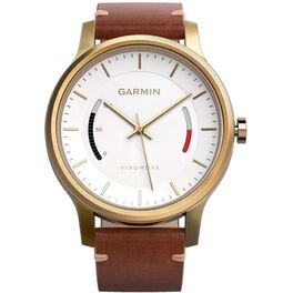 Смарт-часы garmin vivomove premium со стальным корпусом и кожаным ремешком золотистые. Артикул: 010-01597-21