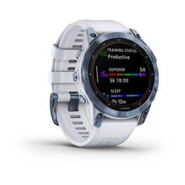 Мультиспорт.часы Garmin Fenix 7 Sapphire Solar, DLC-покрытие,синие с белым ремешком (010-02540-25) #2